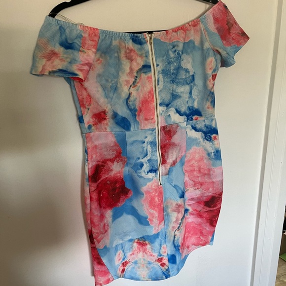 Floral Off Shoulder Sweetheart Neck Mini Dress - Picture 3 of 4